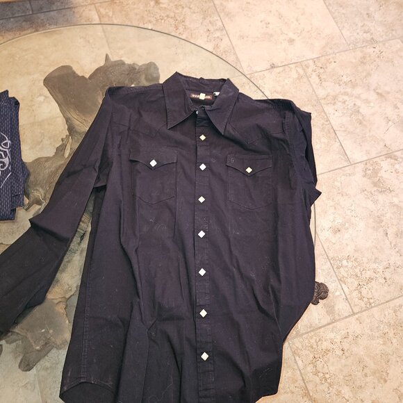 Stetson XL Snap Button Down Long Sleeve Black - Picture 1 of 1